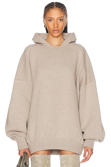 Merino Wool Boucle Knit Hoodie
