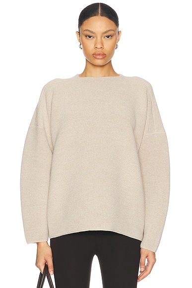 Merino Wool Ottoman Straight Neck Sweater