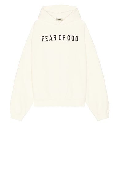 Fear of God Overlapped Logo Hoodie in Cream