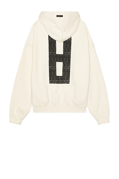 Fear of God Overlapped 8 Black Print Hoodie in Cream