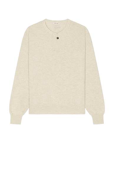 Fear of God Fine Knit Henley in Heather Beige