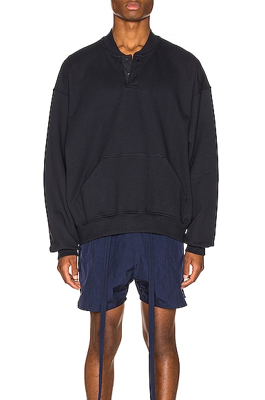 Fear of God Everyday Henley Sweatshirt in Navy FWRD