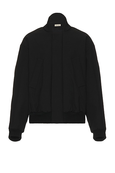 Wool Cotton Bomber in Black