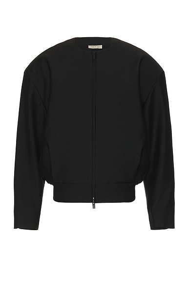 Fear of God Wool Silk Collarless Jacket in Black