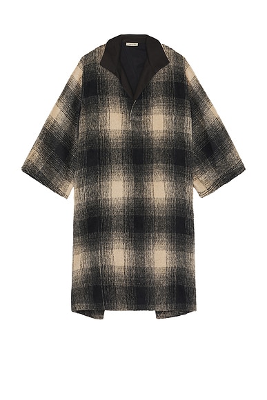 Fear of God Alpaca Wool Polo Collar Poncho in Black/Cream