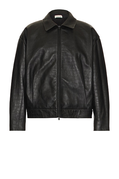 Fear of God Leather Cropped Jacket in Black