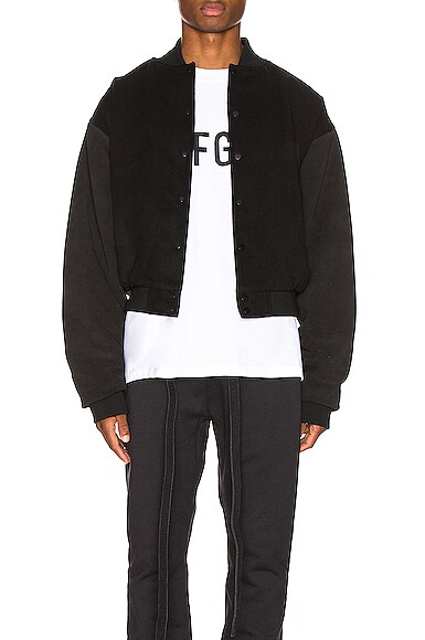 Fear of God 6th Collection Varsity Jacket in Vintage Black & Black