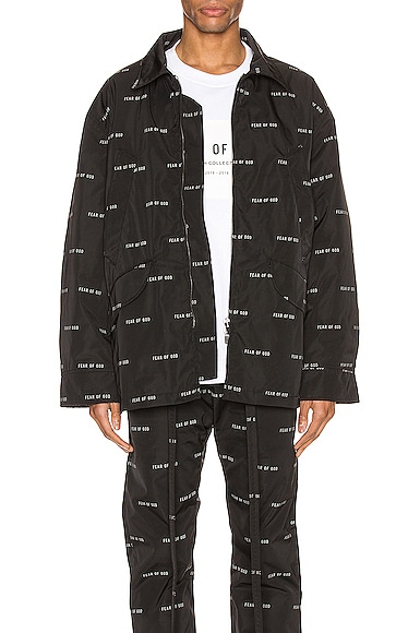 Fear of God All Over Print Baggy Nylon Pant in Black | FWRD