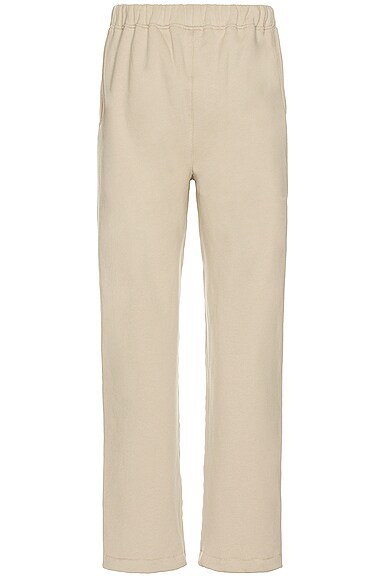 Fear Of God Logo-plaque Straight-leg Trousers In Dusty Beige