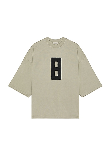 Embroidered 8 Milano Tee in Taupe