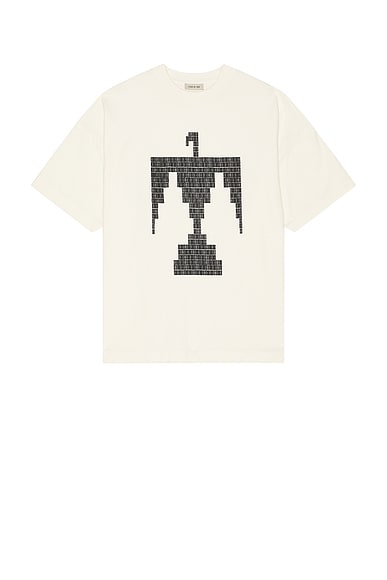 Fear of God Short Sleeve Thunderbird Black Print Tee in Cream