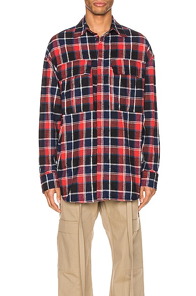 fear of god 海军蓝 and 红色格纹衬衫