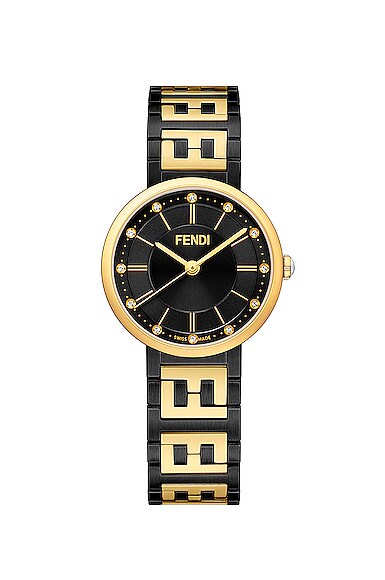Fendi Forever  29mm Watch In Black,metallic In Black & Gold