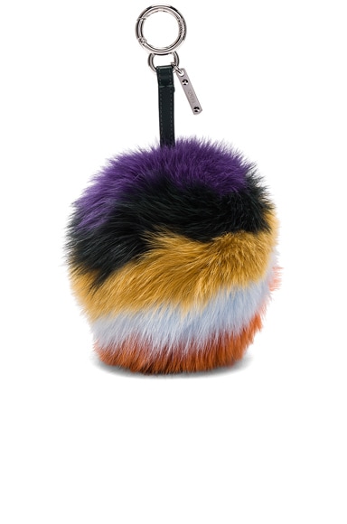 Rainbow Fox Fur Pom Pom Charm