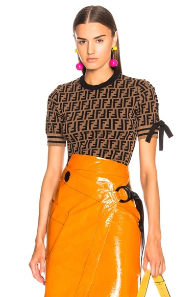 Fendi logo short sleeve sweater store