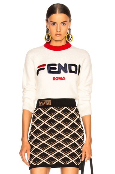 Fendi Mania Logo Cropped Sweater