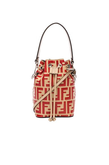 Fendi Logo Print Mon Tresor Crossbody in Starch & Flame | FWRD