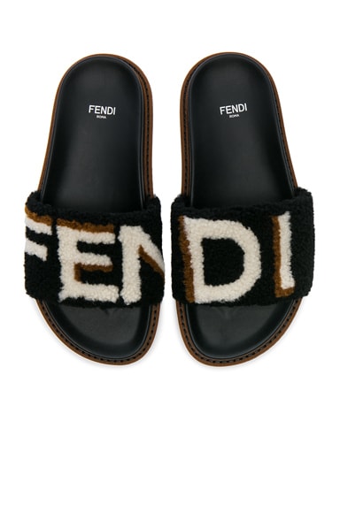Stripy Shearling Sandals