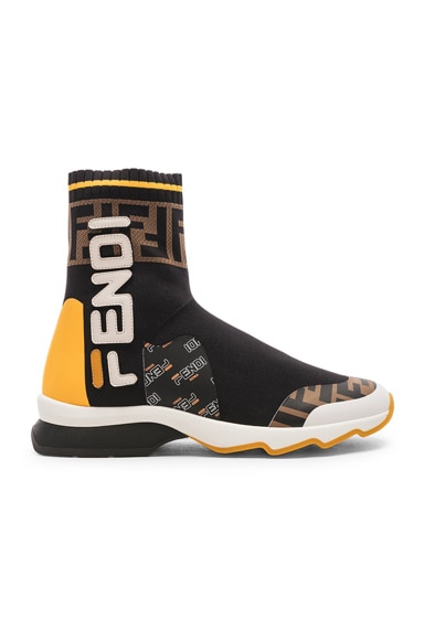 Fendi x FILA Sock Sneakers in Black & Multicolor | FWRD