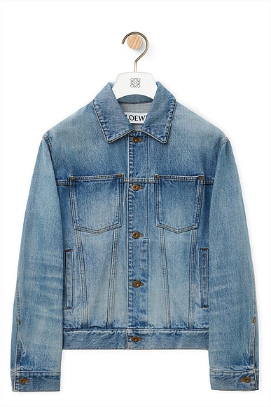 Denim jacket with red stripe clearance