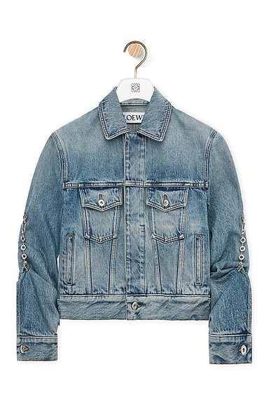 Saint laurent shearling denim jacket store