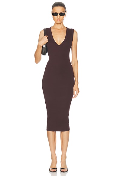 FLORE FLORE Dewi Midi Dress in Choco Plum