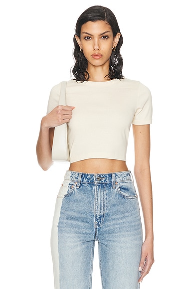 FLORE FLORE Car Crop Top in Off White