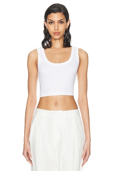 FLORE FLORE Hillie Crop Tank Top in White