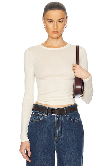 FLORE FLORE Olivia Long Sleeve Top in Off White