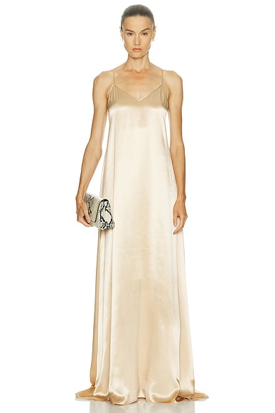 Ferragamo Long Slip Dress in Nude