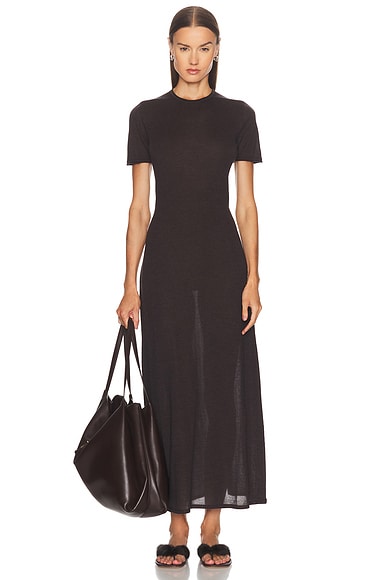 Ferragamo Sheer Long Dress in Dark Expresso