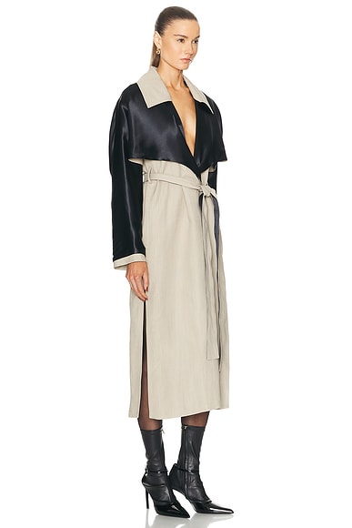 Shop Ferragamo Trench Coat In Stone