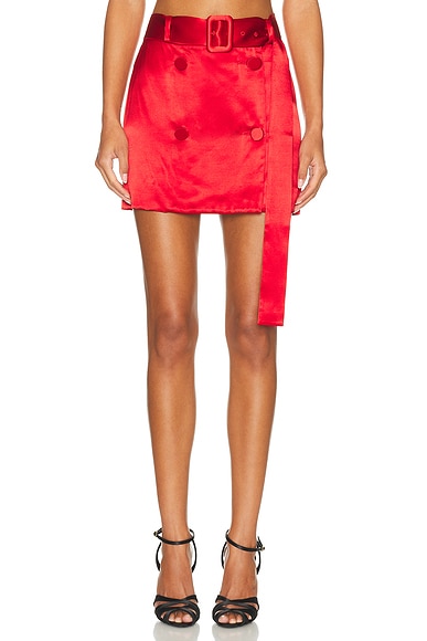 Ferragamo Mini Skirt in Dark Red & New Red