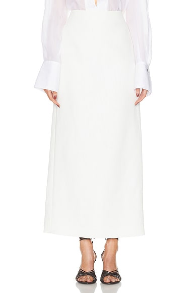 Ferragamo Maxi Skirt in White & Mascarpon