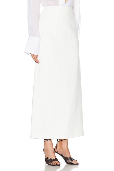 Shop Ferragamo Maxi Skirt In White & Mascarpon