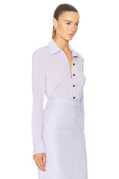 Shop Ferragamo Sheer Button Up Top In Lavender