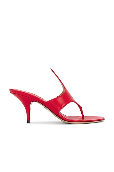 Ferragamo Lyrai Sandal in Flame Red & Biscotto