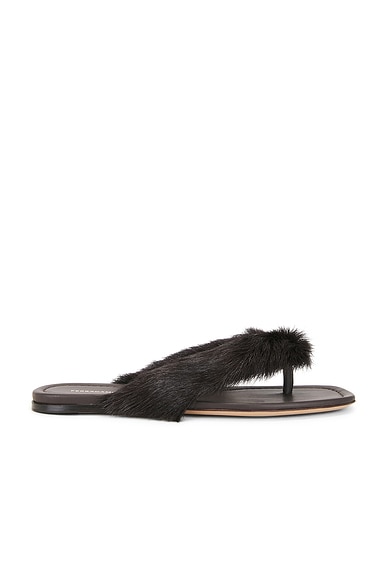 Ferragamo Loly Fur Sandal in Testa Di Moro & Florence Test Di Moro