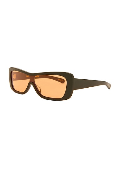 Shop Flatlist X Veneda Carter Disco Sunglasses In Army Green & Solid Orange