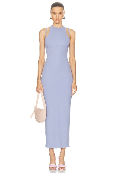 fleur du mal Strappy Rib Maxi Dress in Lavender Blue