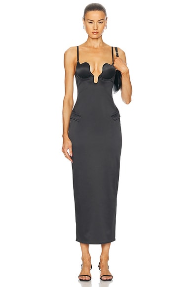 fleur du mal U-Plunge Maxi Dress in Black