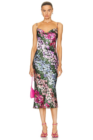 Fleur Du Mal Kleid Mit Rosen-print In Rose Stripe Print