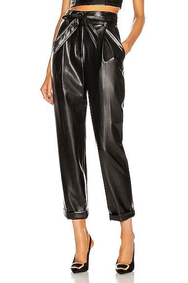 Vegan Leather High Waist Belted Pant
