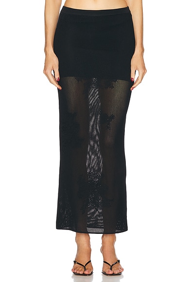 fleur du mal Lace Pointelle Maxi Skirt in Black