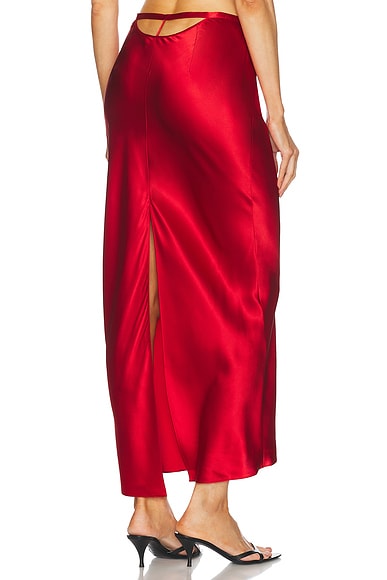 fleur du mal Rose Valentine Midi Skirt in Rouge
