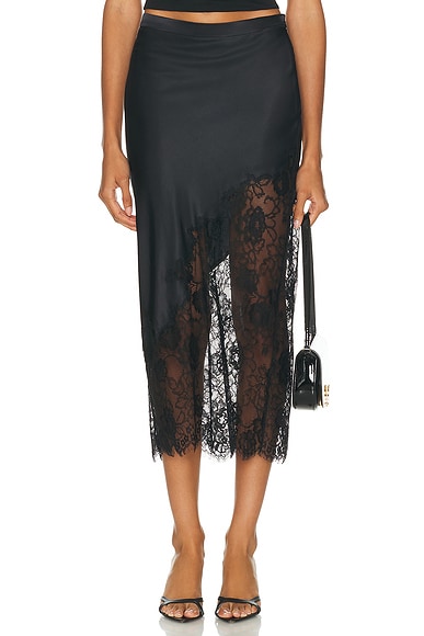 Silk & Lace Scallop Midi Skirt