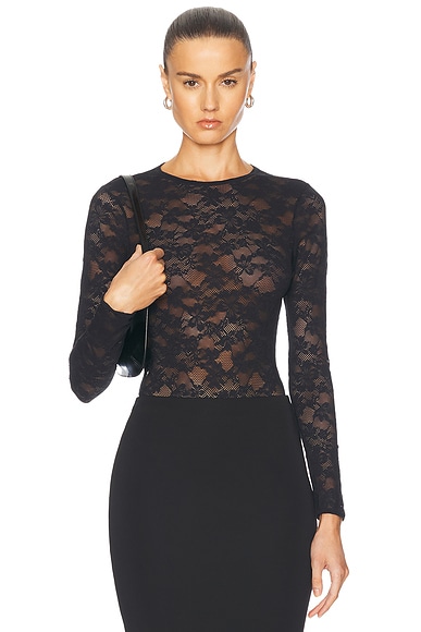 Balenciaga Sheer Long Sleeve Top in Black | FWRD