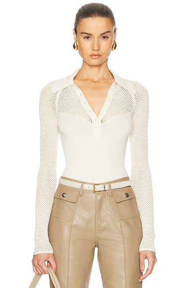 Knit Mesh Collared Bodysuit