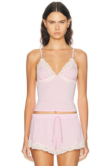 fleur du mal Butter Rib Cami Top in Bubblegum