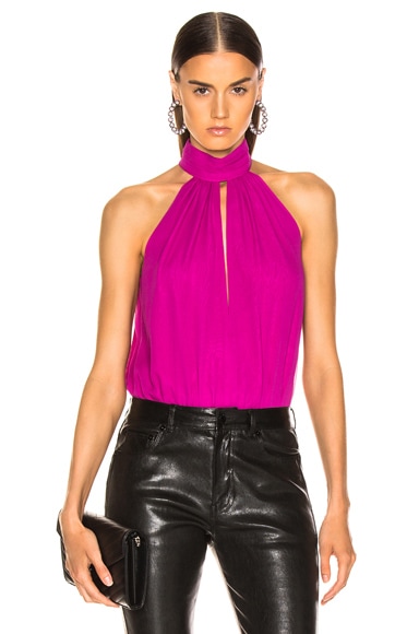 fleur du mal Keyhole Draped Bodysuit in Bougainvillea | FWRD